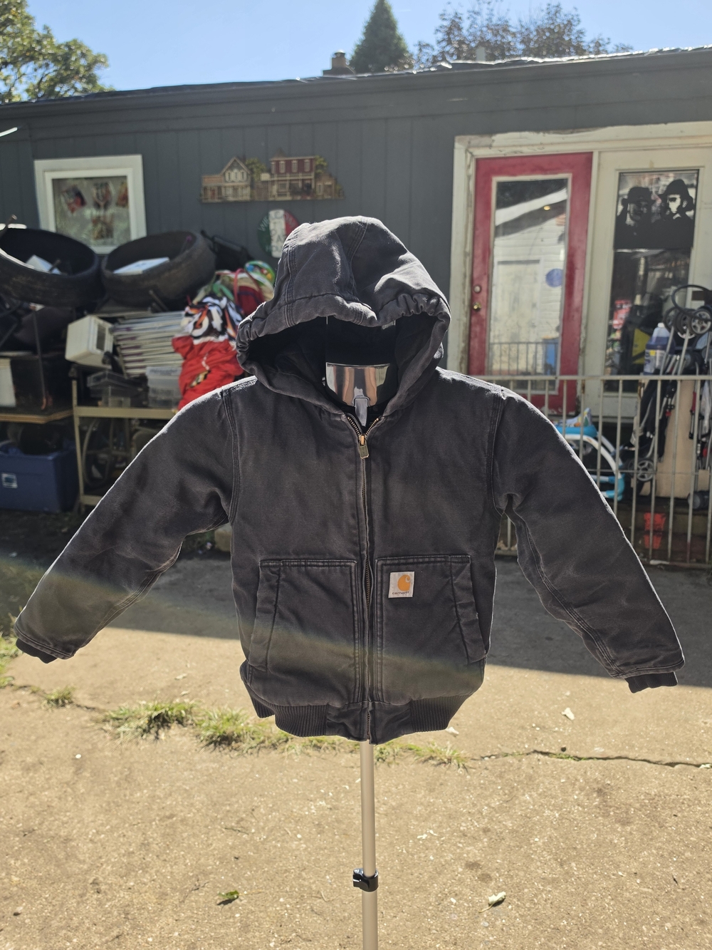 Carhartt Kids Black Hooded Zip Front Jacket